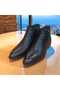 Men's Genuine Leather Boots Fancy Mould Rubber Anti-Slip Sole Thin Elegant Black and Coffee S2023 Shoes
