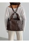New Casual Model Quality Soft Leather Stone Side Pocket Multi-Section Large Size Back and Shoulder Bag - 2