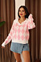Women's Diamond Pattern Shirt Collar Long Sleeve Knitwear Sweater - 5