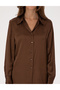 Brown Regular Fit Satin Long Sleeve Shirt 50319346-Vr029 - 7