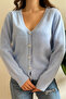 Women's V-Neck Buttoned Soft Textured Long Sleeve Knitwear Cardigan - 6