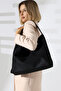 Black Suede Women's Bag Large Size Zippered Shoulder and Shoulder Bag - 3