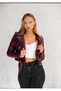 Trend Leather Sleeve Zipper Detailed Claret Red Slim Fit Jacket Women - 2