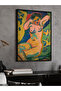 Yellow-Brown Abstract Figured One Piece Black Wooden Framed Painting - 3