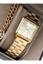 Women's Watch Square Case, Gold Yellow Steel Band, Original Box, Bracelet Gift - 5