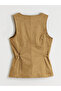 Crew Neck Women's Suede Look Classic Vest - 7