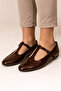 Brown Patent Leather T-Strap Mary Jane Design Ballerinas - 4