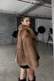 Zr Imported Snap Detail Short Jacquard Collar Pocket Fur Jacket Coat - 3