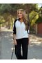 Şans Li̇fe Women's Raglan Sleeve Stand Collar Color Block Two-Piece Set with Pants - 4