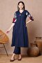 Stylish Women's Solid Floral Embroidered A-Line Pleated Co-ord Set - Ethnic Wear - 4