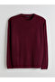 Claret Red Crew Neck Men's Knitwear Sweater - 5