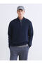 Rmz Clothing Season Products Sweaters Navy Blue Upright Mock Neck Un Sleeve Men's Knitwear Sweater - 3