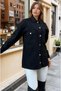 Women's Black Oversized Gabardine Denim Jacket Shirt – Wide Pocketed , Button Detailed Kt00- 700-Kt00-100451