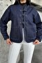 Women's Oversized Denim Jacket – Tie Detail, Oval Cut KT00102451 - 3