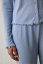 Light Blue Dahlia Crew Neck Long Sleeve Thermal Effect Pajama Set - 3