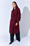 Six Button Double Breasted Long Cashmere Coat - Burgundy |   Mkw355558-01 - 7