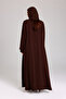 Modern Design Star Details Soild Brown Abaya - 4