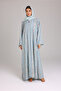Maxi Cut Design Spring Printed Light Blue Abaya - 5