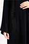 Solid Black Embroidery Beaded Abaya - 5