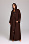 Modern Design Star Details Soild Brown Abaya - 5