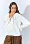 Ruffled Chiffon Blouse with Tie Detail - Ecru |   Mkw179839-01 - 6