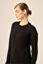 Women's Relaxed Cut Hair Knit Sweater Black 20882 - 3