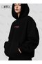 Chance 777 Printed Women's Black Oversize Hooded Sweatshirt Hoodie - 2