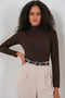 Women's Long Sleeve Ribbed Bodysuit 976 - Brown - 3