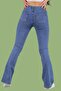 Biussa Medium Blue Stretch Fabric Women's Spanish Leg Jeans - 2