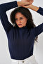 Women's Long Sleeve Ribbed Bodysuit 976 - Navy Blue - 2