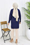 Collar Detailed Long Mercerized Cardigan N3260 Navy Blue - 4