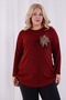 Women's Plus Size Floral Detailed Gathered Side Soft Textured Knit Blouse - 5
