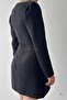 Classic Elegance: Tweed Coat Dress with Large Stone Button Collar Detail 753 - 3