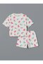 Lcw Kids Ecru Crew Neck Girls' Sleepwear Set with Shorts