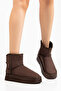 Uk High Tan Suede Half Boots with Fur Inside Flat Sole Women's Shoes - 4