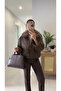 Onda Bitter Brown Leather Jacket with Removable Fur Collar - 4