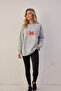 Women's Pink Ribbon Printed Sweatshirt Trend Oversize