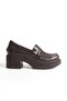 K-706 Brown Wrinkled Patent Leather High-Sole Loafer Shoes - 6