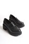 K-706 Black Wrinkled Patent Leather High-Sole Loafer Shoes - 5