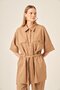 Women's Comfortable Fit Short Sleeve Linen Suit Mink 31196 - 4