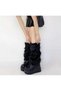 Black Color Plush Fur Leggings Long Furry Standard Size Y2K Leggings - 6