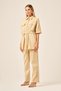 Women's Comfortable Fit Short Sleeve Linen Suit Beige 31196 - 5