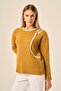 Women's Off-Shoulder Sweater with Pearl Detail Mustard 25061 - 2