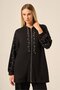 Women's Comfortable Fit Pearl Detailed Two-Piece Set Black 31224