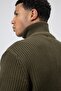 Oversize Zippered Knitwear Cardigan Khaki - 5