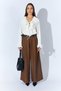 Brown Wool Effect Self-Belted with Pin Buckle Palazzo Pants |   Ek100669831 - 3