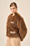 Women's Fur Textured Short Coat Brown 31241 - 3
