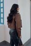 Women's Cropped Jacket Faux Leather Collar Fur Trim Zipper Double Pockets Short Leather Coat - 4