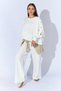 Ecru Double Layered Look Casual Sweatshirt with Snap Buttons on the Sleeves |   Ek100275504 - 7