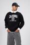 Double Color Printed Oversize Sweatshirt Black - 3